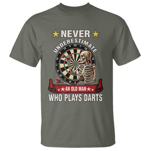 Never Underestimate An Old Man Plays Darts T Shirt Gothic Darts Player TS12 Military Green Print Your Wear