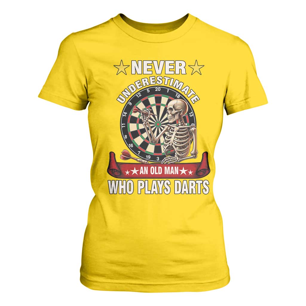 Never Underestimate An Old Man Plays Darts T Shirt For Women Gothic Darts Player TS12 Daisy Print Your Wear