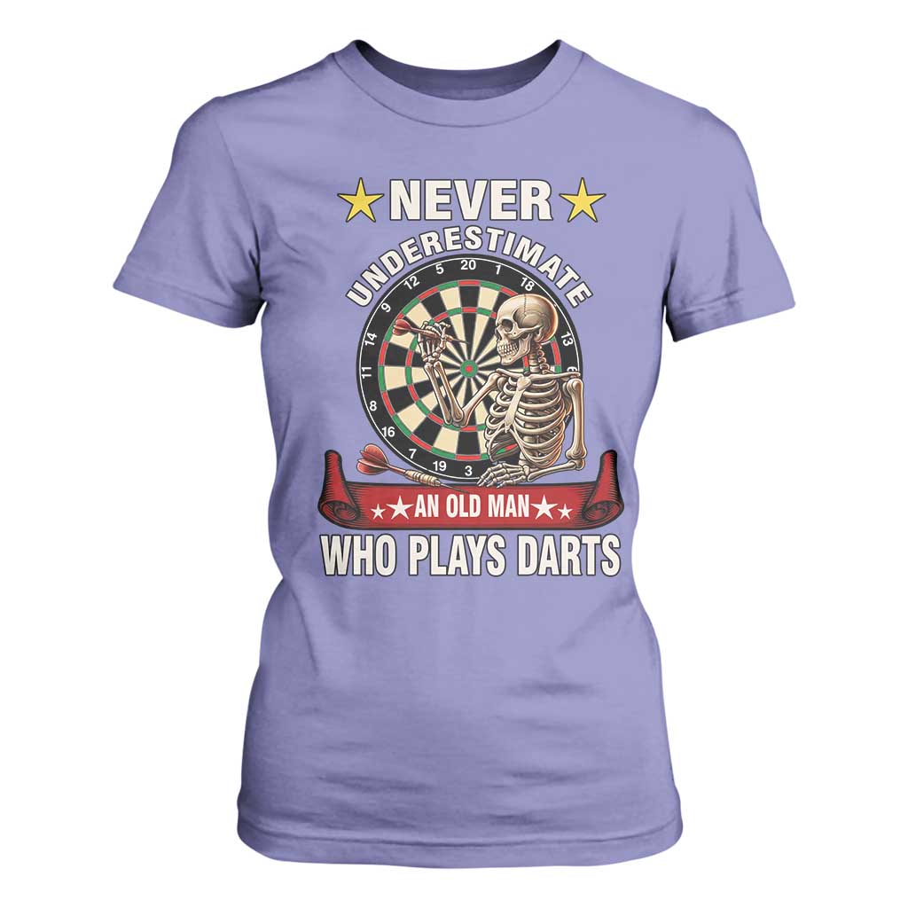 Never Underestimate An Old Man Plays Darts T Shirt For Women Gothic Darts Player TS12 Violet Print Your Wear