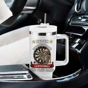 Never Underestimate An Old Man Plays Darts Tumbler With Handle Gothic Darts Player TS12 Print Your Wear