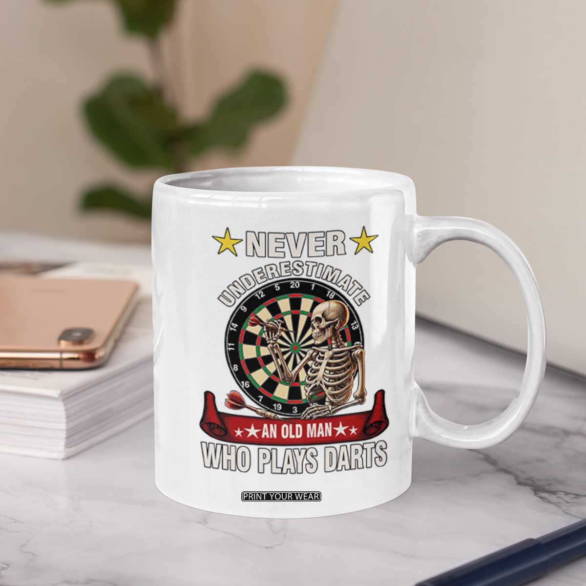 Never Underestimate An Old Man Plays Darts Coffee Mug Gothic Darts Player TS12 Print Your Wear