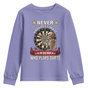 Never Underestimate An Old Man Plays Darts Youth Sweatshirt Gothic Darts Player TS12 Violet Print Your Wear