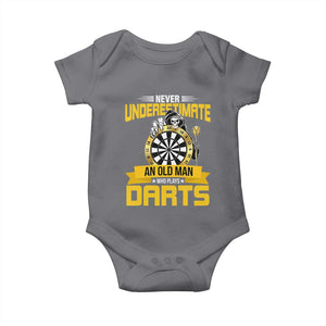 Never Underestimate An Old Man Plays Darts Baby Onesie Funny Dartist Grim Reaper Gift TS12 Charcoal Print Your Wear