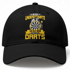 Never Underestimate An Old Man Plays Darts Baseball Cap Funny Dartist Grim Reaper Gift TS12 Print Your Wear