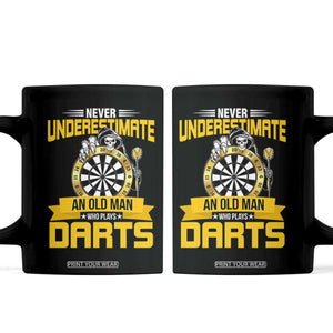 Never Underestimate An Old Man Plays Darts Coffee Mug Funny Dartist Grim Reaper Gift TS12 Black Print Your Wear
