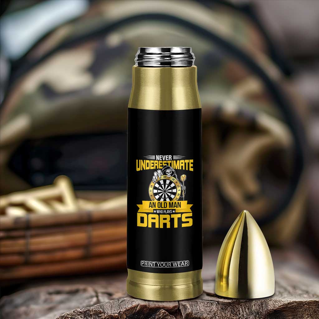 Never Underestimate An Old Man Plays Darts Bullet Tumbler Funny Dartist Grim Reaper Gift TS12 Print Your Wear