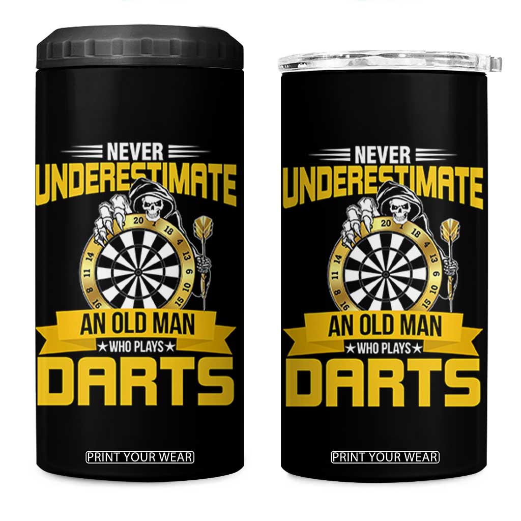 Never Underestimate An Old Man Plays Darts 4 in 1 Can Cooler Tumbler Funny Dartist Grim Reaper Gift TS12 One Size: 16 oz Black Print Your Wear