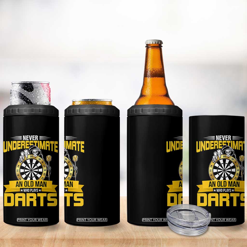 Never Underestimate An Old Man Plays Darts 4 in 1 Can Cooler Tumbler Funny Dartist Grim Reaper Gift TS12 Print Your Wear