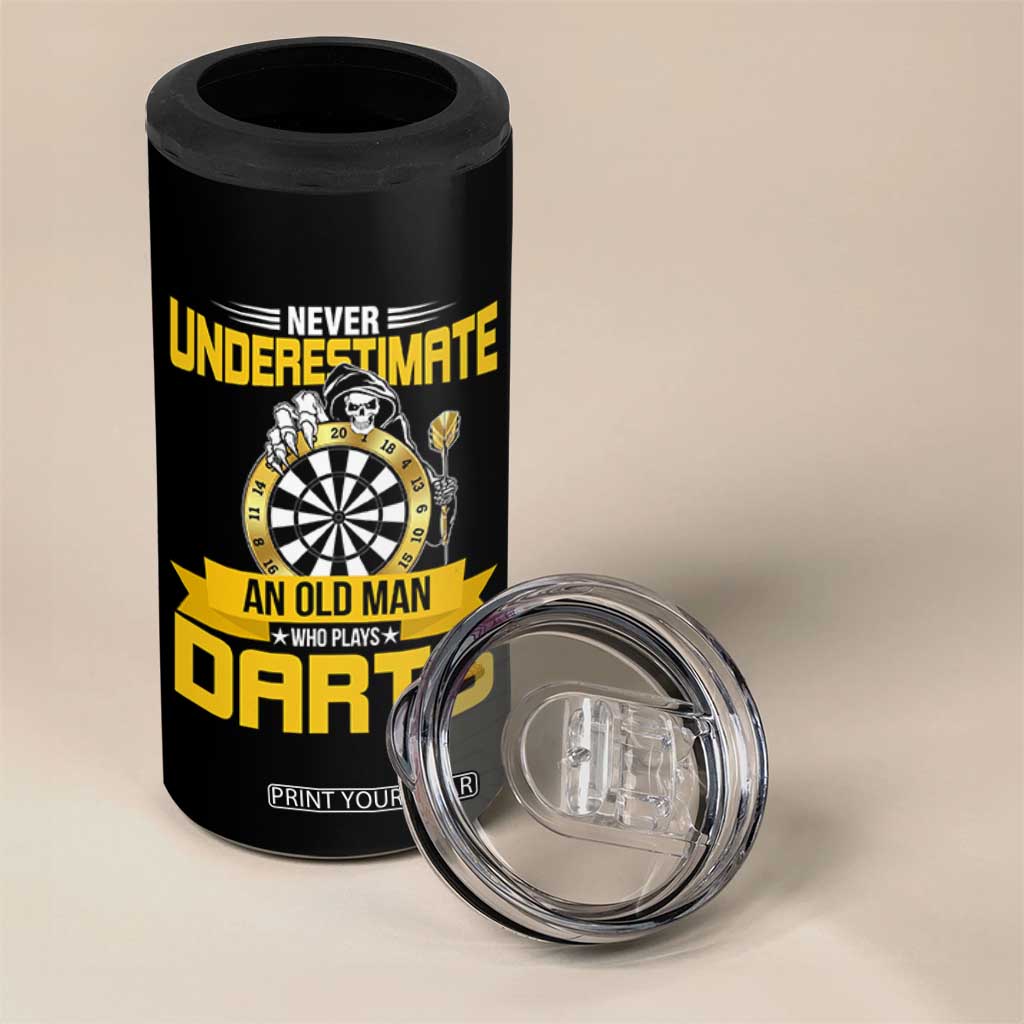 Never Underestimate An Old Man Plays Darts 4 in 1 Can Cooler Tumbler Funny Dartist Grim Reaper Gift TS12 Print Your Wear