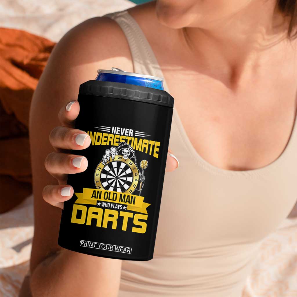 Never Underestimate An Old Man Plays Darts 4 in 1 Can Cooler Tumbler Funny Dartist Grim Reaper Gift TS12 Print Your Wear
