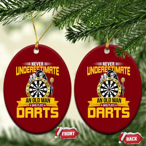 Never Underestimate An Old Man Plays Darts Ceramic Ornament Funny Dartist Grim Reaper Gift TS12 Print Your Wear