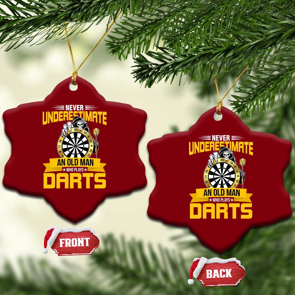 Never Underestimate An Old Man Plays Darts Ceramic Ornament Funny Dartist Grim Reaper Gift TS12 Print Your Wear