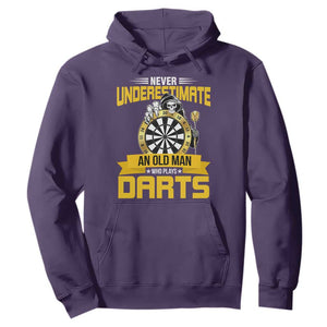 Never Underestimate An Old Man Plays Darts Hoodie Funny Dartist Grim Reaper Gift TS12 Purple Print Your Wear