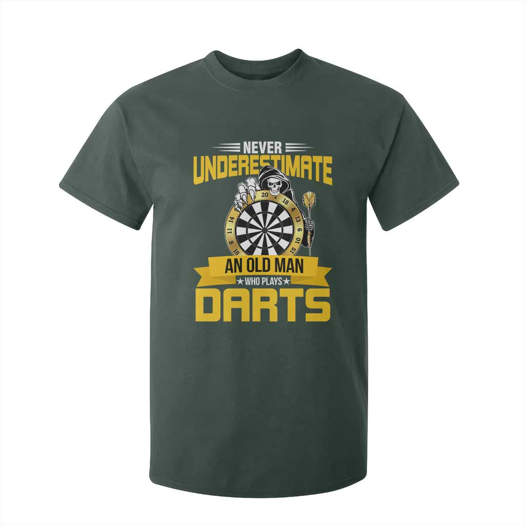 Never Underestimate An Old Man Plays Darts T Shirt For Kid Funny Dartist Grim Reaper Gift TS12 Dark Forest Green Print Your Wear