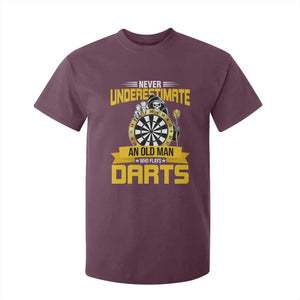 Never Underestimate An Old Man Plays Darts T Shirt For Kid Funny Dartist Grim Reaper Gift TS12 Maroon Print Your Wear