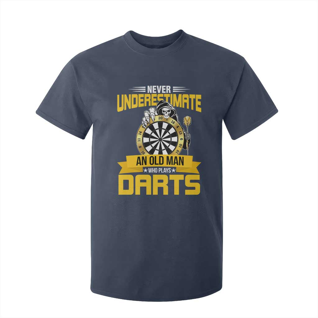 Never Underestimate An Old Man Plays Darts T Shirt For Kid Funny Dartist Grim Reaper Gift TS12 Navy Print Your Wear