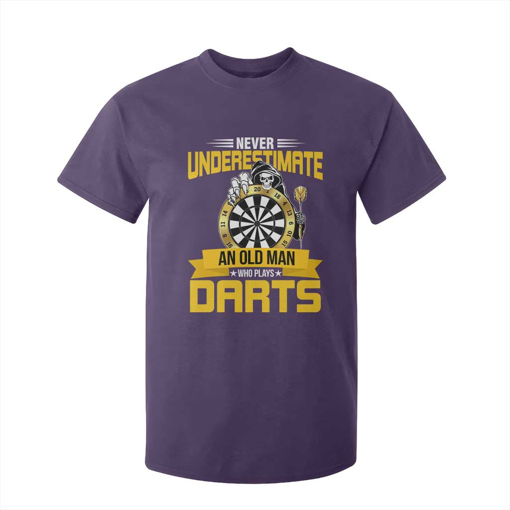 Never Underestimate An Old Man Plays Darts T Shirt For Kid Funny Dartist Grim Reaper Gift TS12 Purple Print Your Wear