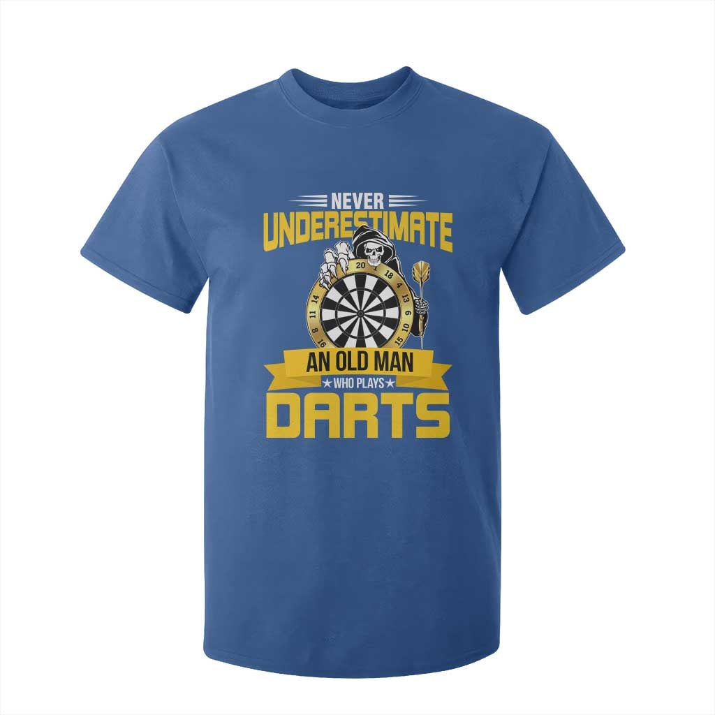 Never Underestimate An Old Man Plays Darts T Shirt For Kid Funny Dartist Grim Reaper Gift TS12 Royal Blue Print Your Wear