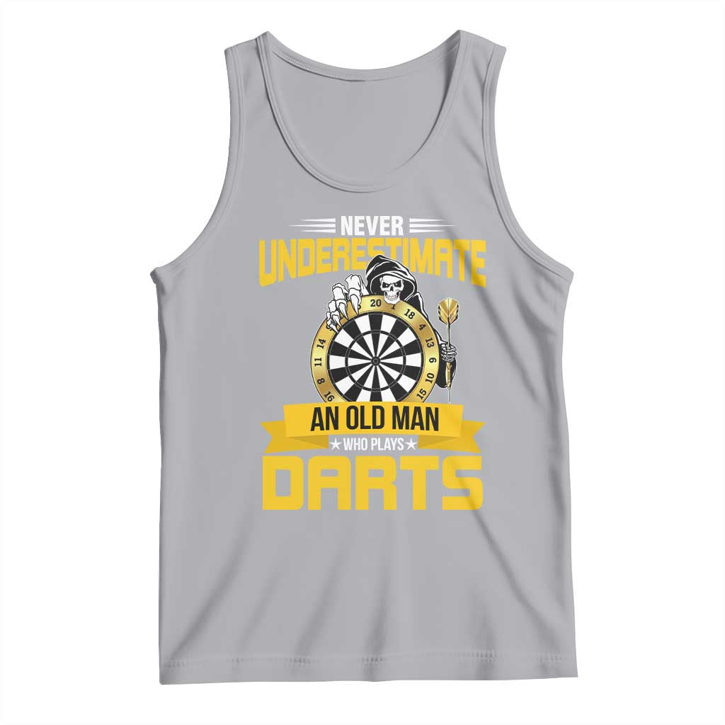 Never Underestimate An Old Man Plays Darts Tank Top Funny Dartist Grim Reaper Gift TS12 Athletic Heather Print Your Wear