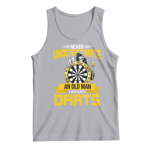 Never Underestimate An Old Man Plays Darts Tank Top Funny Dartist Grim Reaper Gift TS12 Athletic Heather Print Your Wear