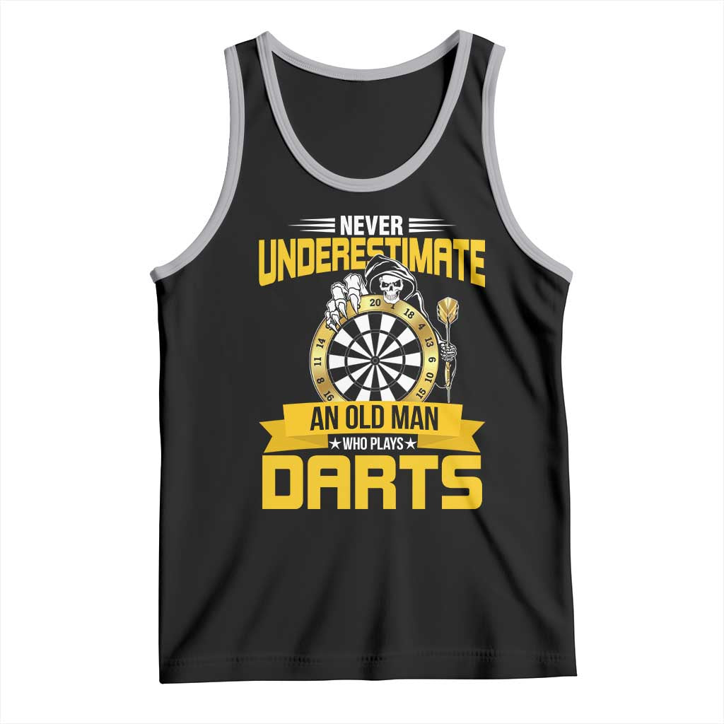 Never Underestimate An Old Man Plays Darts Tank Top Funny Dartist Grim Reaper Gift TS12 Black Athletic Heather Print Your Wear
