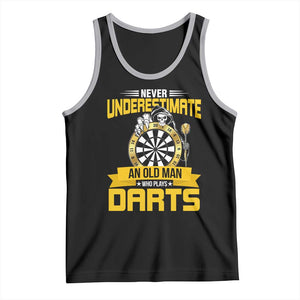Never Underestimate An Old Man Plays Darts Tank Top Funny Dartist Grim Reaper Gift TS12 Black Athletic Heather Print Your Wear