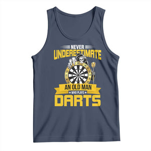 Never Underestimate An Old Man Plays Darts Tank Top Funny Dartist Grim Reaper Gift TS12 Navy Print Your Wear
