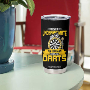 Never Underestimate An Old Man Plays Darts Tumbler Cup Funny Dartist Grim Reaper Gift TS12 Print Your Wear