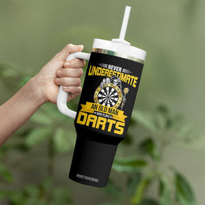 Never Underestimate An Old Man Plays Darts Tumbler With Handle Funny Dartist Grim Reaper Gift TS12 Print Your Wear