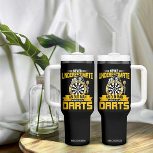 Never Underestimate An Old Man Plays Darts Tumbler With Handle Funny Dartist Grim Reaper Gift TS12 Print Your Wear
