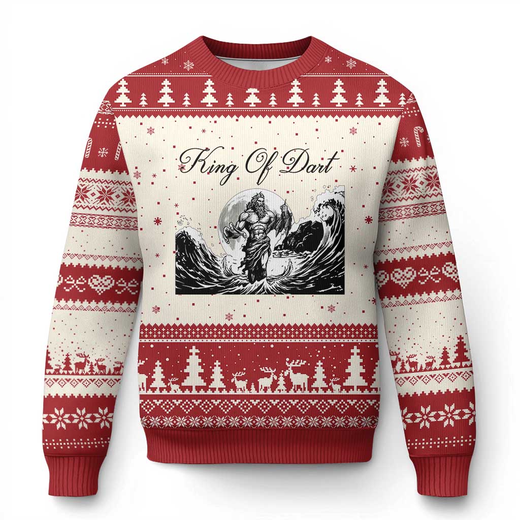 Greek Mythology Poseidon Dartist Ugly Christmas Sweater King Of Dart Thrower TS12 Beige Red Print Your Wear