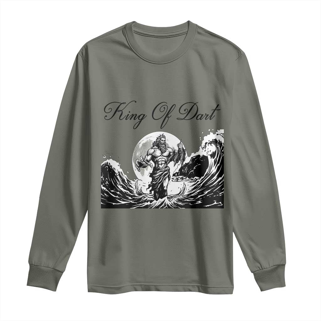 Greek Mythology Poseidon Dartist Long Sleeve Shirt King Of Dart Thrower TS12 Military Green Print Your Wear