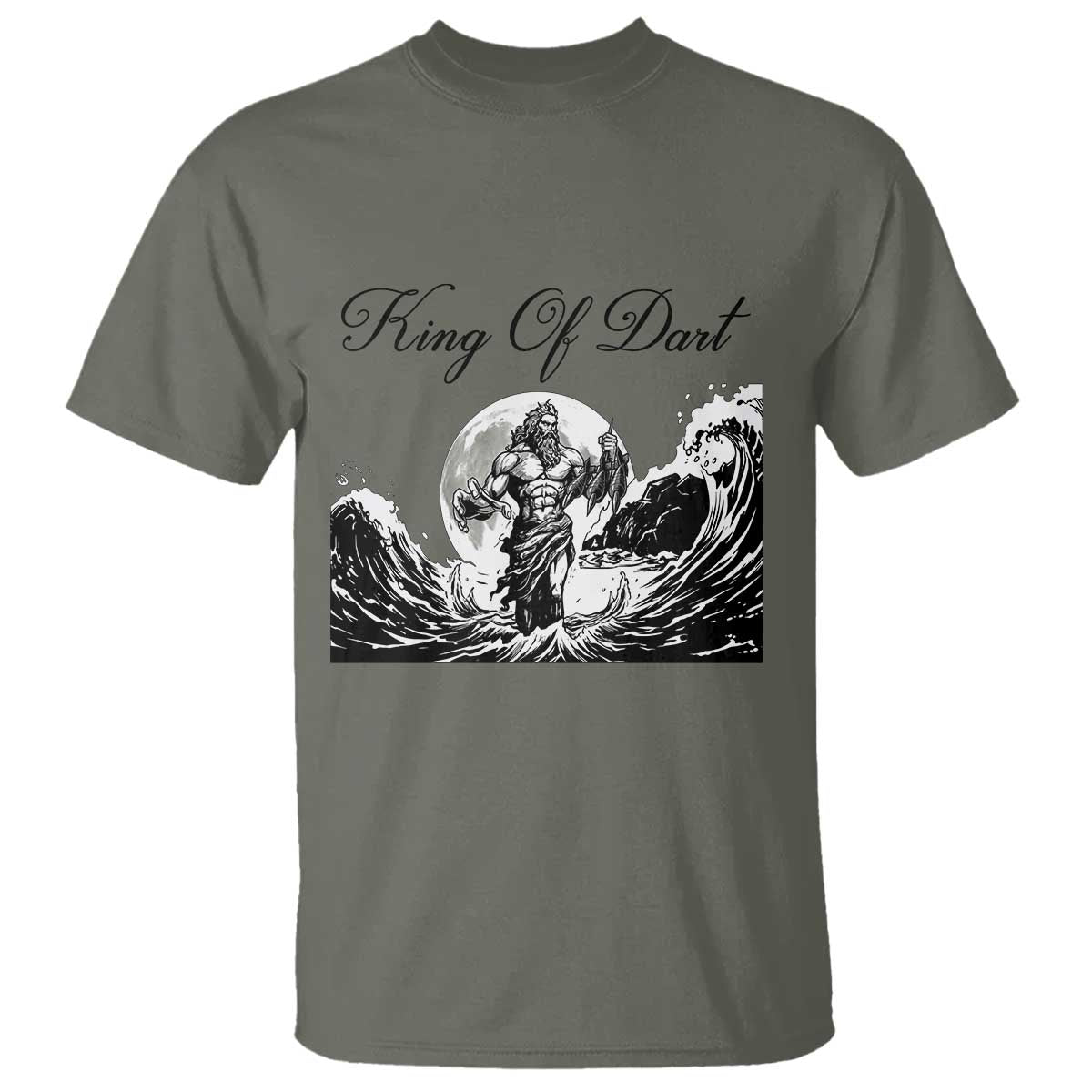 Greek Mythology Poseidon Dartist T Shirt King Of Dart Thrower TS12 Military Green Print Your Wear