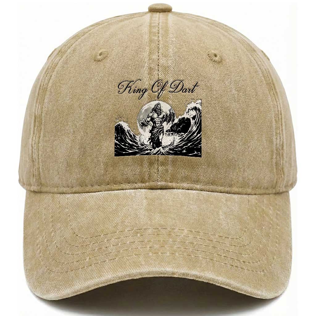 Greek Mythology Poseidon Dartist Washed Cotton Baseball Cap King Of Dart Thrower TS12 Print Your Wear