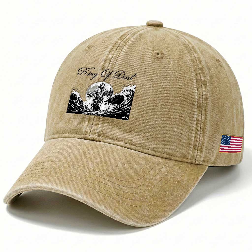 Greek Mythology Poseidon Dartist Washed Cotton Baseball Cap King Of Dart Thrower TS12 Print Your Wear