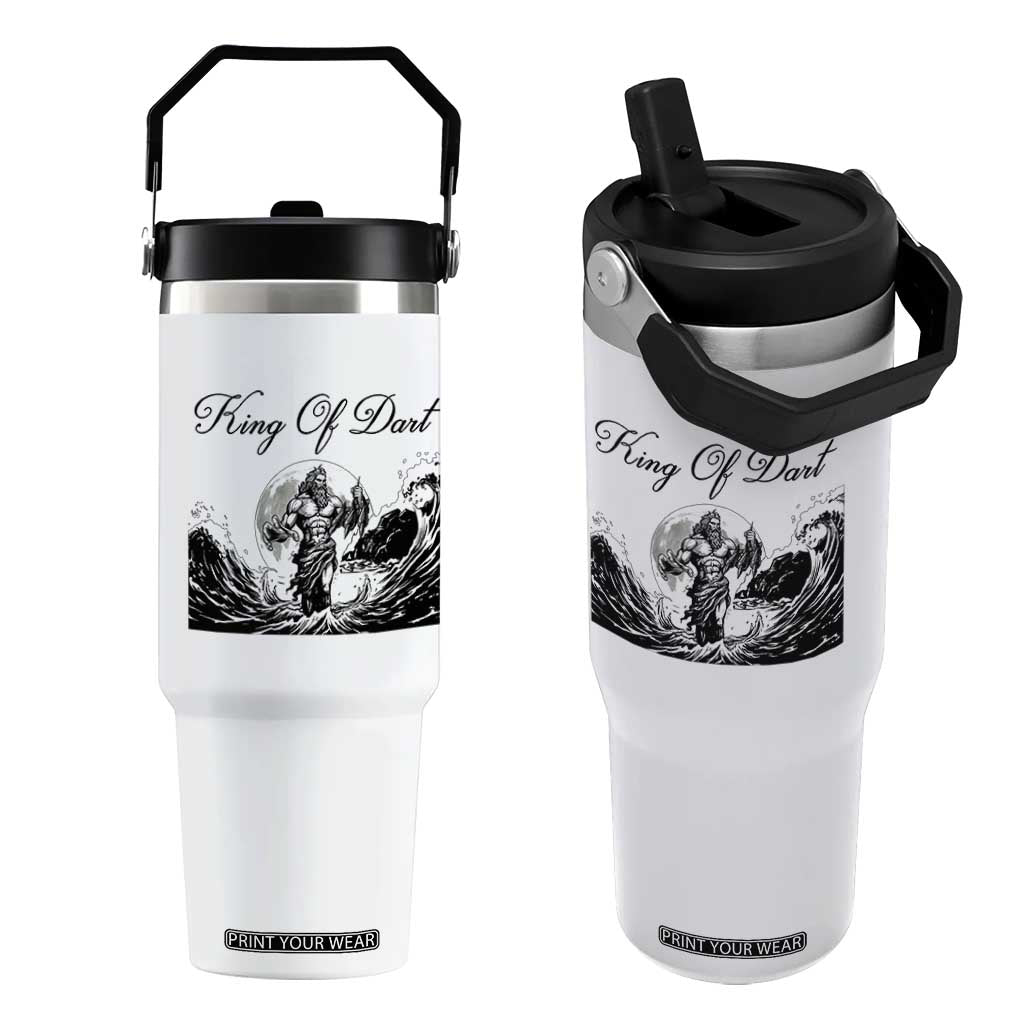 Greek Mythology Poseidon Dartist Flip Straw Tumbler King Of Dart Thrower TS12 One Size: 30 oz White Print Your Wear