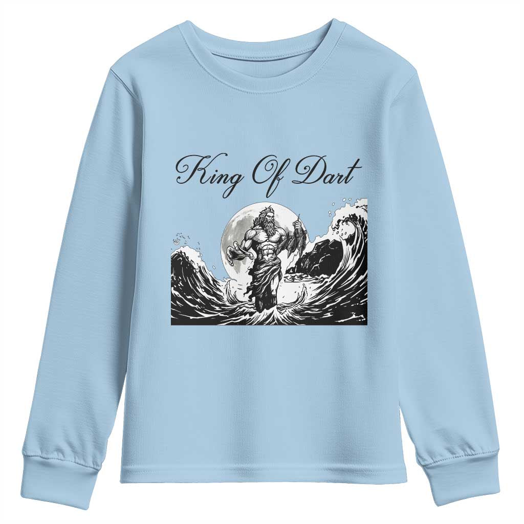 Greek Mythology Poseidon Dartist Youth Sweatshirt King Of Dart Thrower TS12 Light Blue Print Your Wear