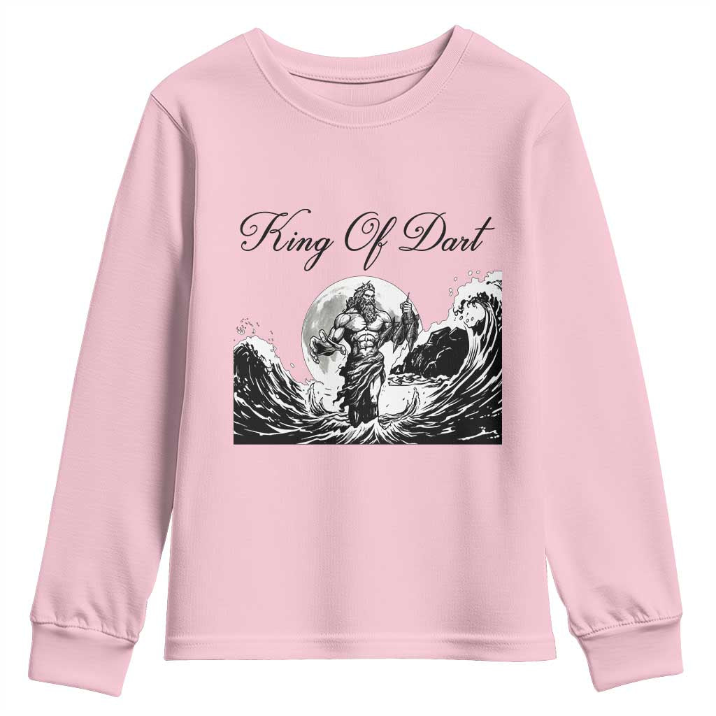 Greek Mythology Poseidon Dartist Youth Sweatshirt King Of Dart Thrower TS12 Light Pink Print Your Wear
