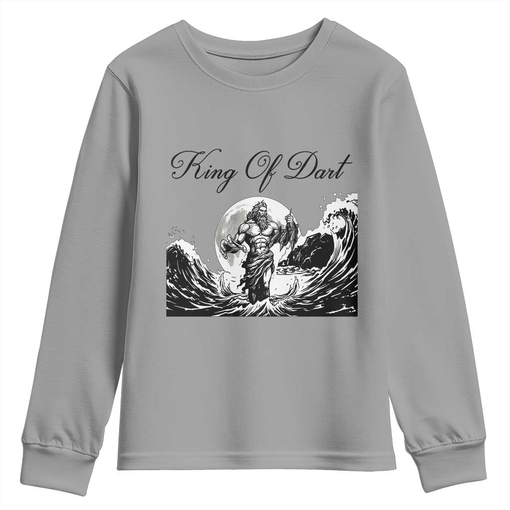 Greek Mythology Poseidon Dartist Youth Sweatshirt King Of Dart Thrower TS12 Sport Gray Print Your Wear