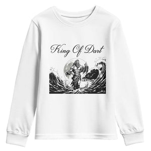 Greek Mythology Poseidon Dartist Youth Sweatshirt King Of Dart Thrower TS12 White Print Your Wear