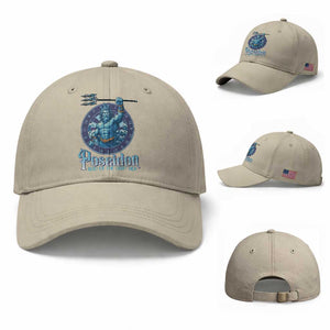 Ancient Greek Mythology Poseidon Dartist Baseball Cap God Of The Dart Sea Trident TS12 Baseball Cap Universal Fit Beige Print Your Wear