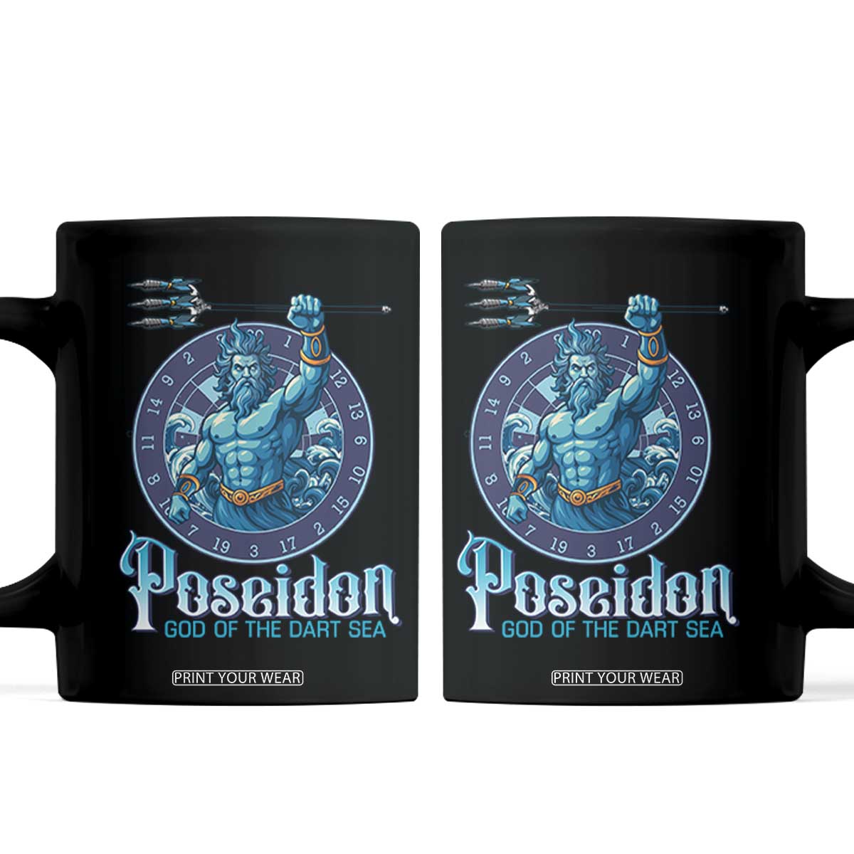Ancient Greek Mythology Poseidon Dartist Coffee Mug God Of The Dart Sea Trident TS12 Black Print Your Wear
