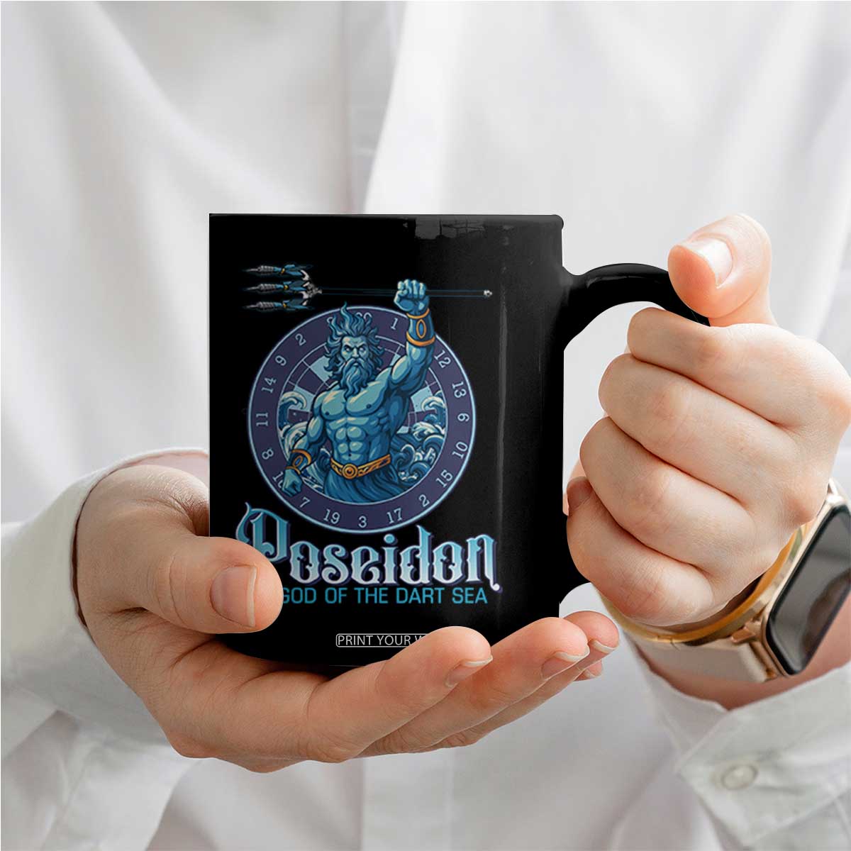 Ancient Greek Mythology Poseidon Dartist Coffee Mug God Of The Dart Sea Trident TS12 Print Your Wear