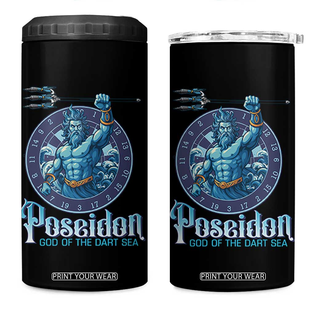 Ancient Greek Mythology Poseidon Dartist 4 in 1 Can Cooler Tumbler God Of The Dart Sea Trident TS12 One Size: 16 oz Black Print Your Wear