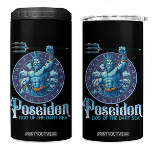 Ancient Greek Mythology Poseidon Dartist 4 in 1 Can Cooler Tumbler God Of The Dart Sea Trident TS12 One Size: 16 oz Black Print Your Wear