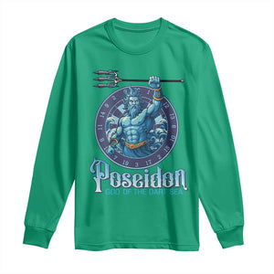 Ancient Greek Mythology Poseidon Dartist Long Sleeve Shirt God Of The Dart Sea Trident TS12 Irish Green Print Your Wear