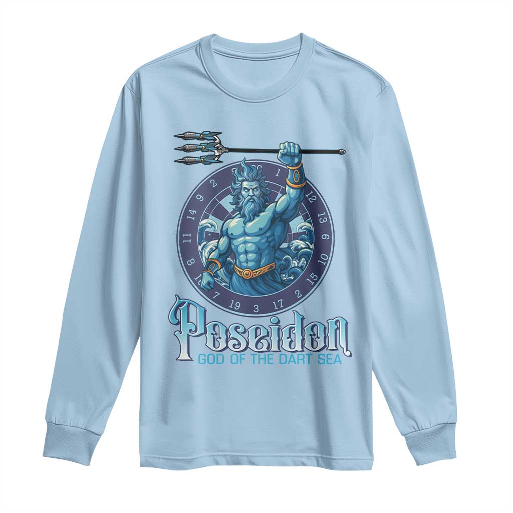 Ancient Greek Mythology Poseidon Dartist Long Sleeve Shirt God Of The Dart Sea Trident TS12 Light Blue Print Your Wear