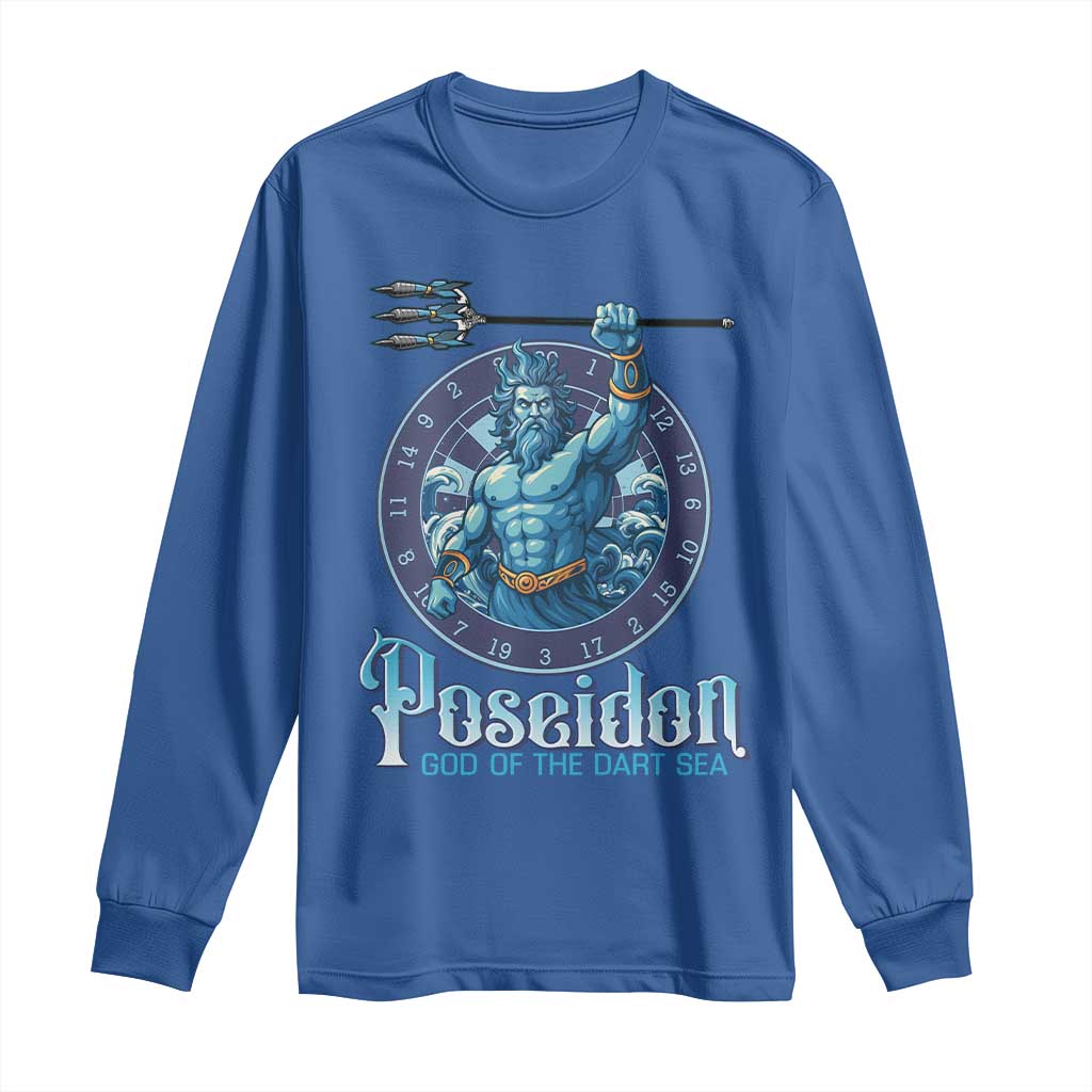 Ancient Greek Mythology Poseidon Dartist Long Sleeve Shirt God Of The Dart Sea Trident TS12 Royal Blue Print Your Wear
