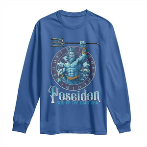 Ancient Greek Mythology Poseidon Dartist Long Sleeve Shirt God Of The Dart Sea Trident TS12 Royal Blue Print Your Wear