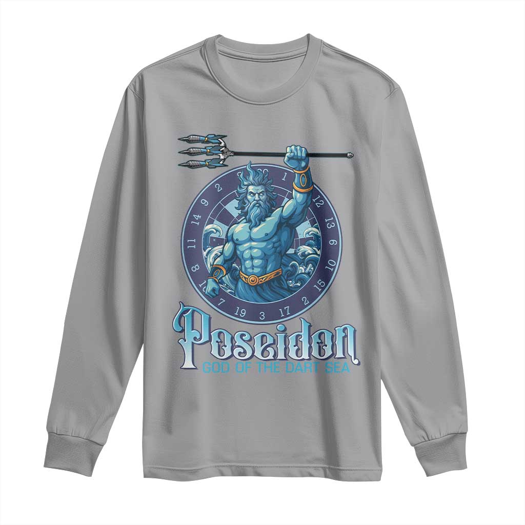 Ancient Greek Mythology Poseidon Dartist Long Sleeve Shirt God Of The Dart Sea Trident TS12 Sport Gray Print Your Wear